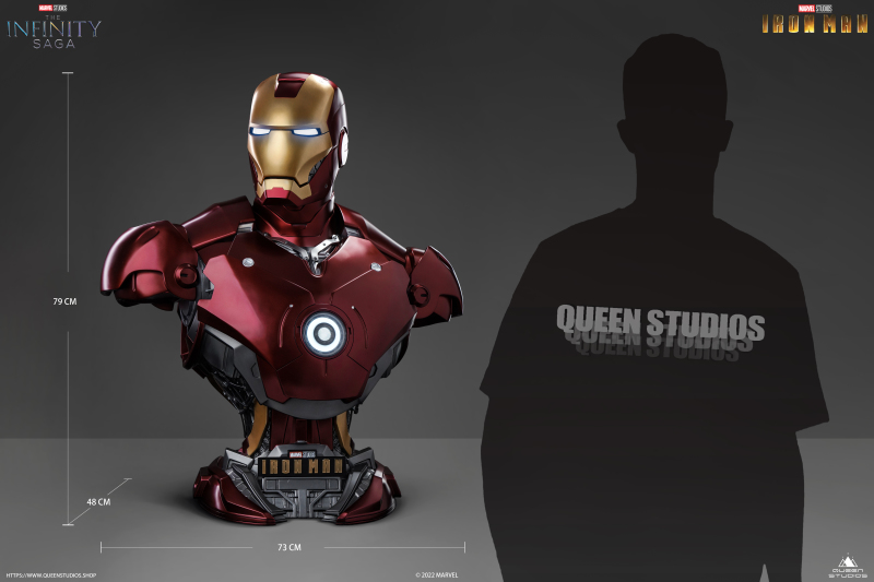 Queen Studios MARVEL《無限傳說》鋼鐵人馬克3（Iron Man Mark III）1/1 比例半身胸像 迷人機構細節完全刻畫！
