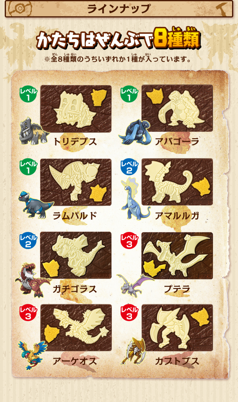 萬代「寶可夢發掘巧克力」（キャラパキ ポケモン発掘チョコ）一共8種寶可夢化石等你來吃！