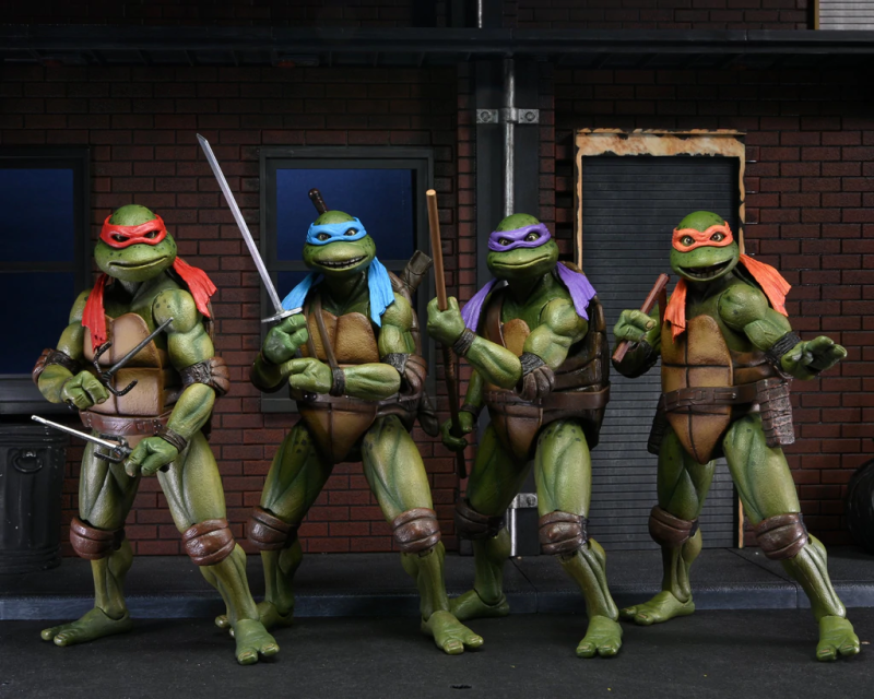 NECA《忍者龜II：黏液的秘密》忍者龜可動人偶 VHS 包裝套組（Turtles 4PACK in VHS packaging）