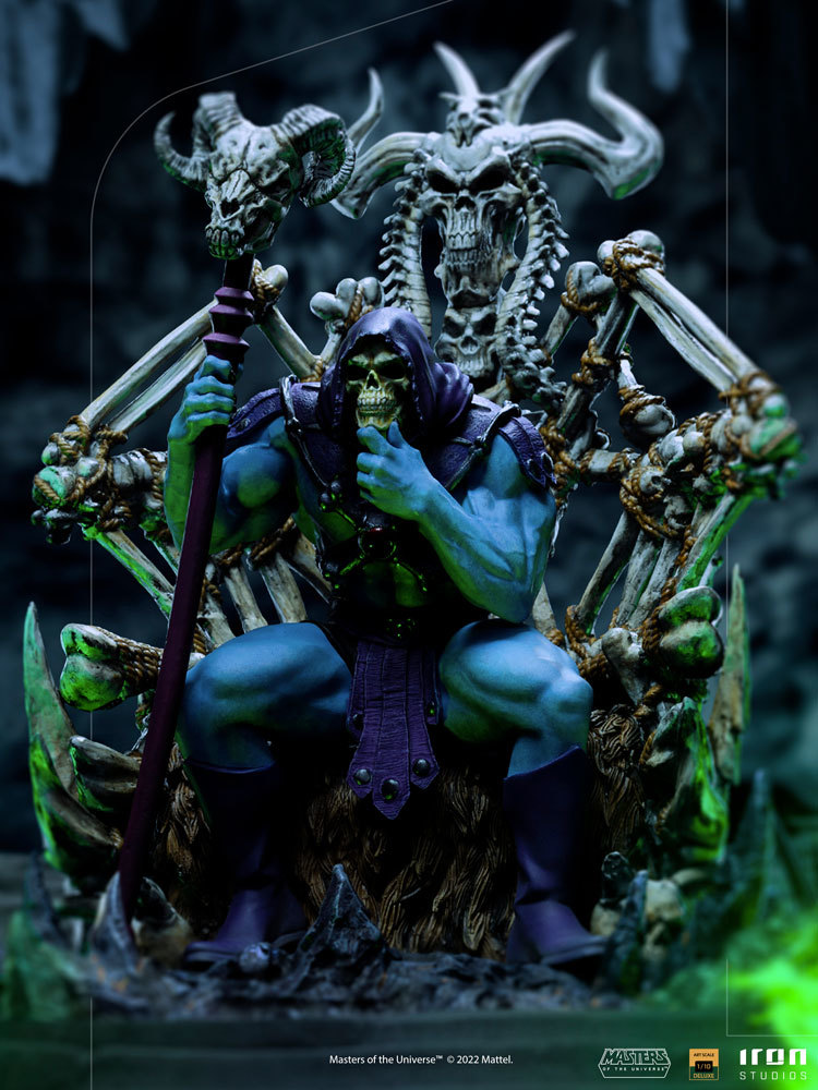 Iron Studios《太空超人》王座上的骷髏王（Skeletor on Throne）1/10 比例全身雕像 邪惡魔王的沈思姿態！