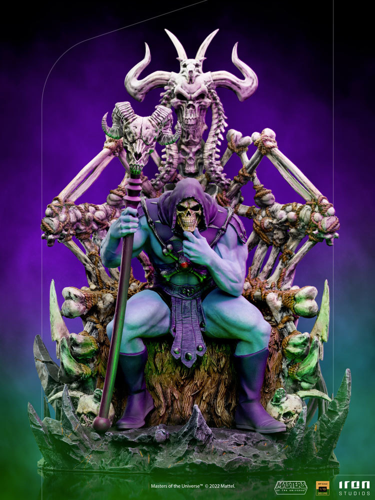 Iron Studios《太空超人》王座上的骷髏王（Skeletor on Throne）1/10 比例全身雕像 邪惡魔王的沈思姿態！