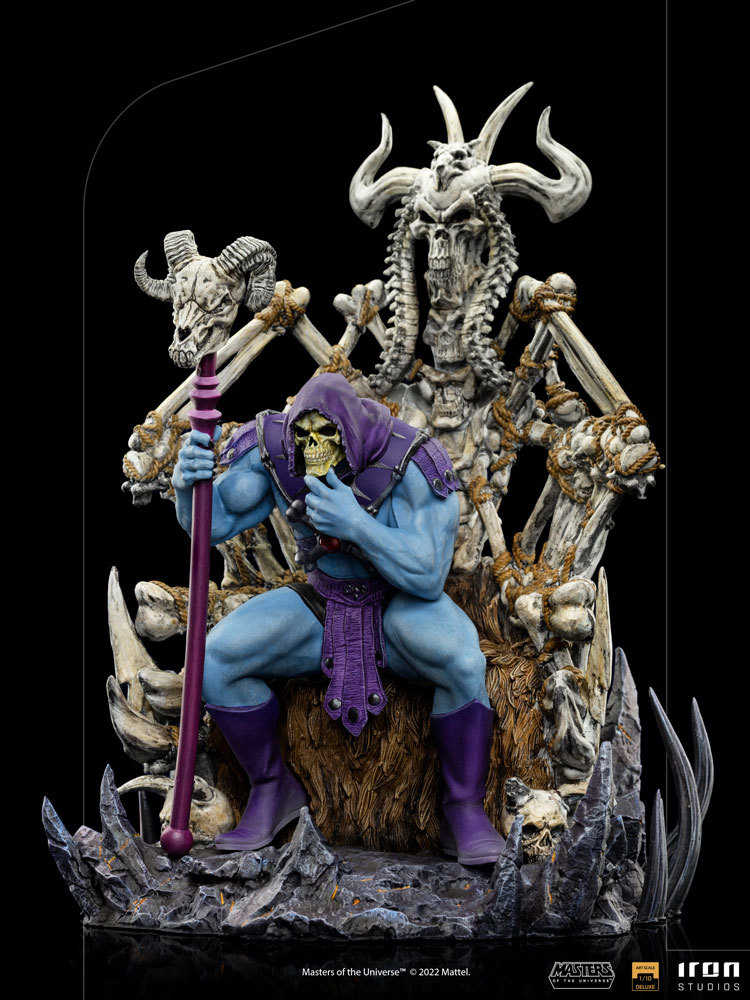 Iron Studios《太空超人》王座上的骷髏王（Skeletor on Throne）1/10 比例全身雕像 邪惡魔王的沈思姿態！