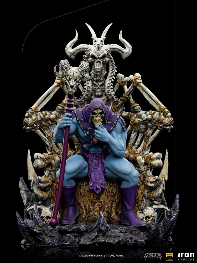 Iron Studios《太空超人》王座上的骷髏王（Skeletor on Throne）1/10 比例全身雕像 邪惡魔王的沈思姿態！