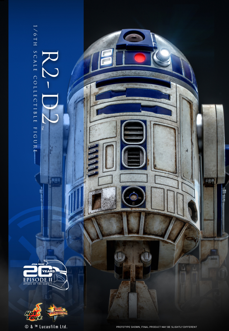 Hot Toys《星際大戰二部曲：複製人全面進攻》R2-D2 1/6 比例收藏級人偶 豐富可玩性與精密機構兼具！