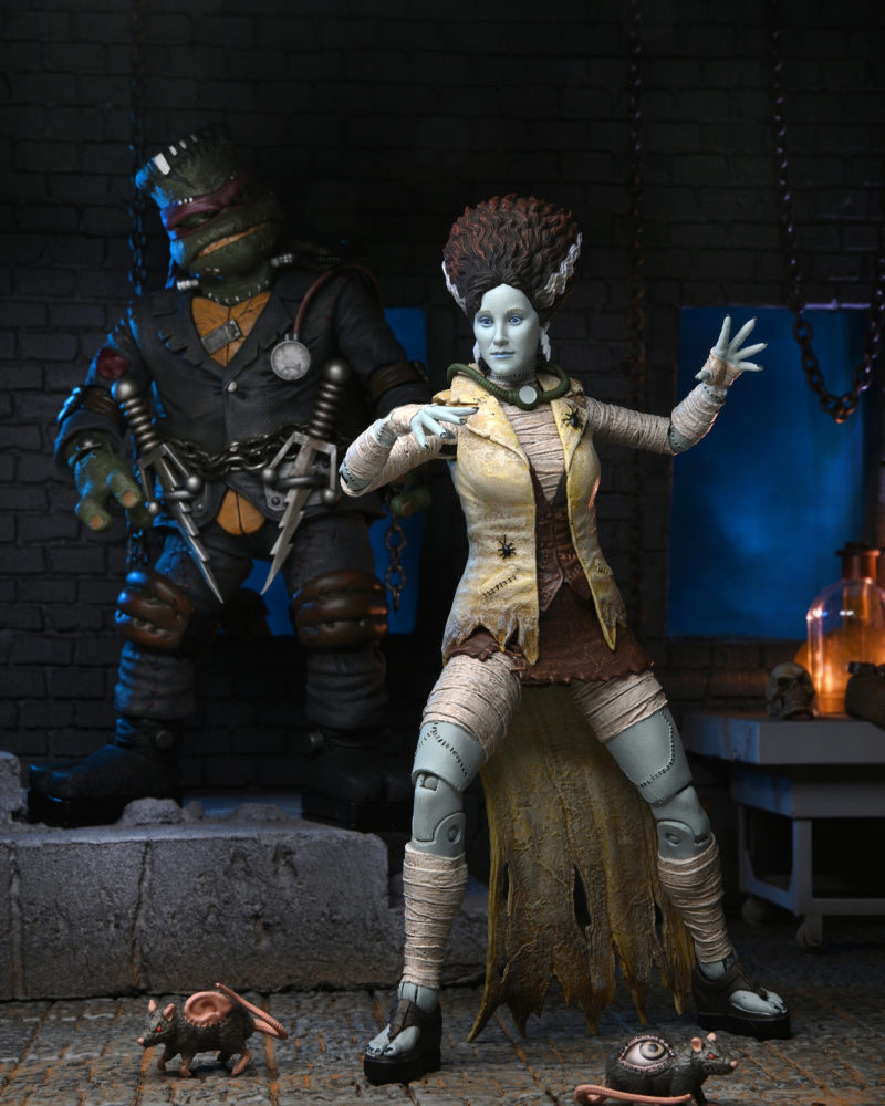 NECA 環球怪物×忍者龜 艾波·歐尼爾化身「科學怪人新娘」（April as The Bride）7 吋可動人偶