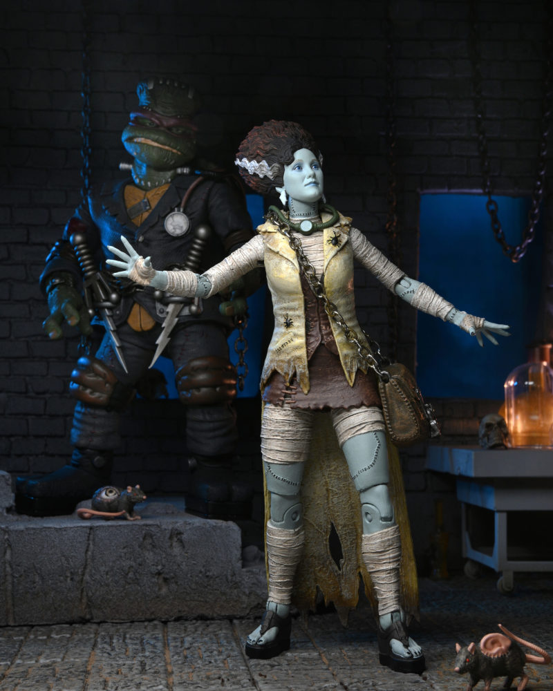 NECA 環球怪物×忍者龜 艾波·歐尼爾化身「科學怪人新娘」（April as The Bride）7 吋可動人偶