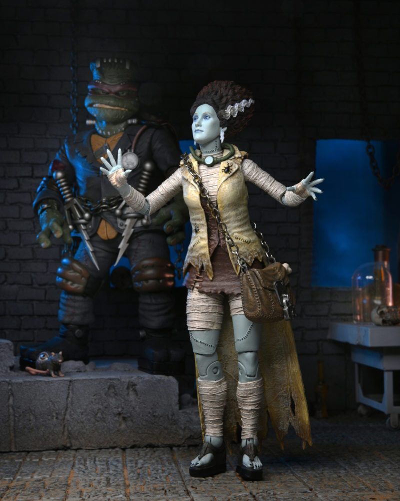 NECA 環球怪物×忍者龜 艾波·歐尼爾化身「科學怪人新娘」（April as The Bride）7 吋可動人偶