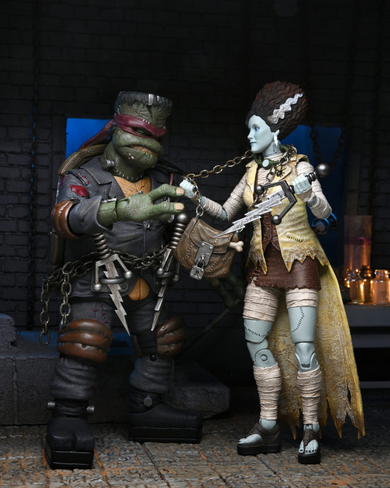 NECA 環球怪物×忍者龜 艾波·歐尼爾化身「科學怪人新娘」（April as The Bride）7 吋可動人偶