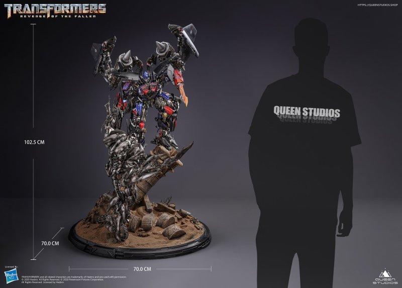 Queen Studios《變形金剛：復仇之戰》天火柯博文大戰密卡登（Jetpower Optimus Prime VS Megatron）場景雕像