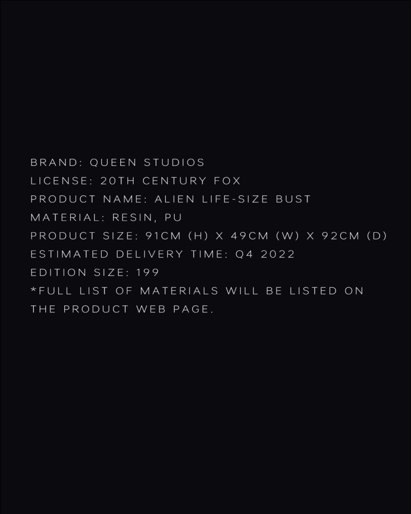 Queen Studios《異形》異形（Alien）半身胸像 91 公分高度大魄力現身！