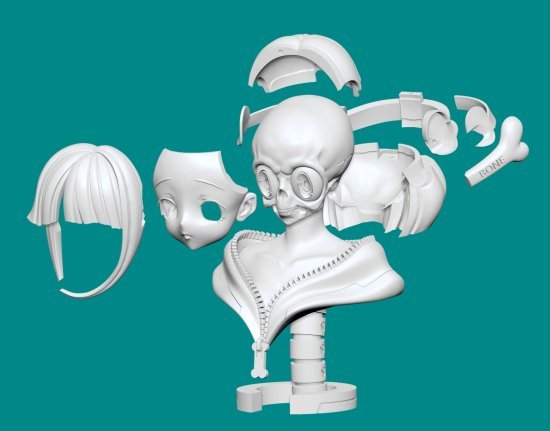 原來動漫少女的頭骨長這樣?造型作家榎木ともひで出道 25 周年記念作品『二次元風骨骼標本少女 富井ANNA』發表!