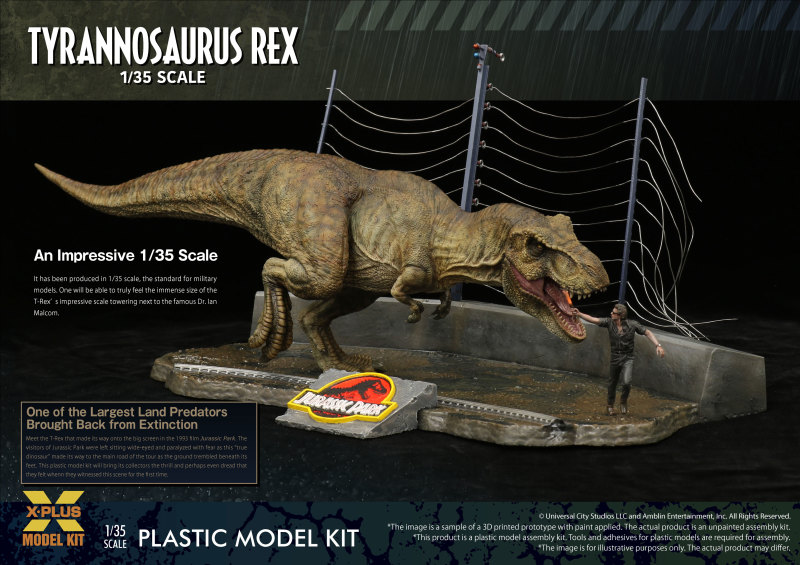 X-PLUS《侏羅紀公園》霸王龍（T-Rex）1/35 比例組裝模型 少年RIC限定版還附上躲在廁所的那個男人！