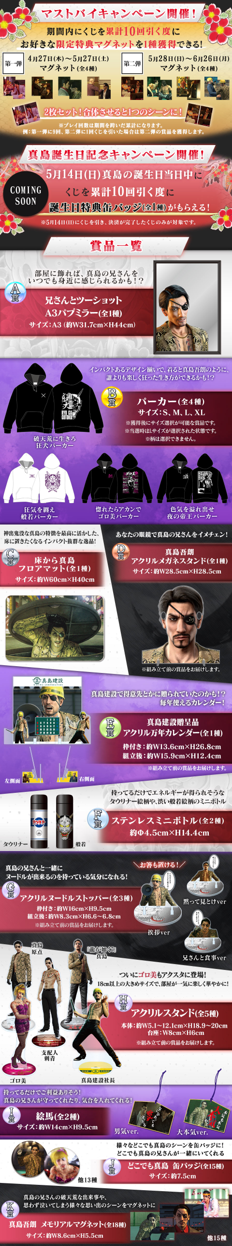 SEGA LUCKY賞 ONLINE「龍中之龍 祝 生誕!真島吾朗」真島鏡子、眼鏡架、真島建設贈品爆笑開抽