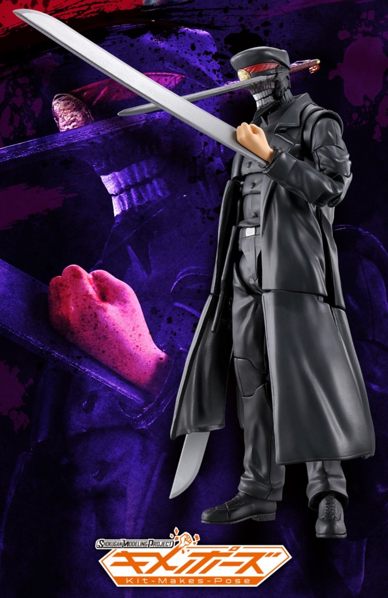 萬代食玩「SMP Kit Makes Pose《鏈鋸人》武士刀 套組」組裝模型 附還原激戰的素顏等替換件！