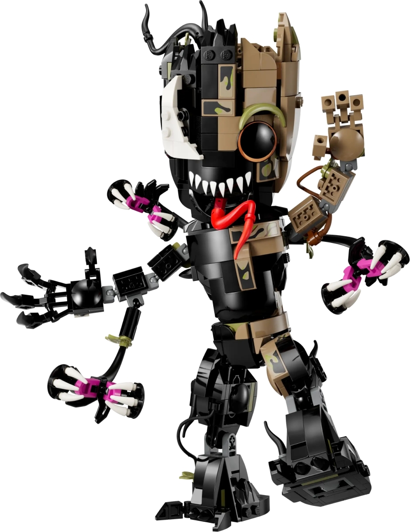 LEGO 76249「猛毒化格魯特」（Venomized Groot）藉著替換零件逐步展現共生體的侵占過程！