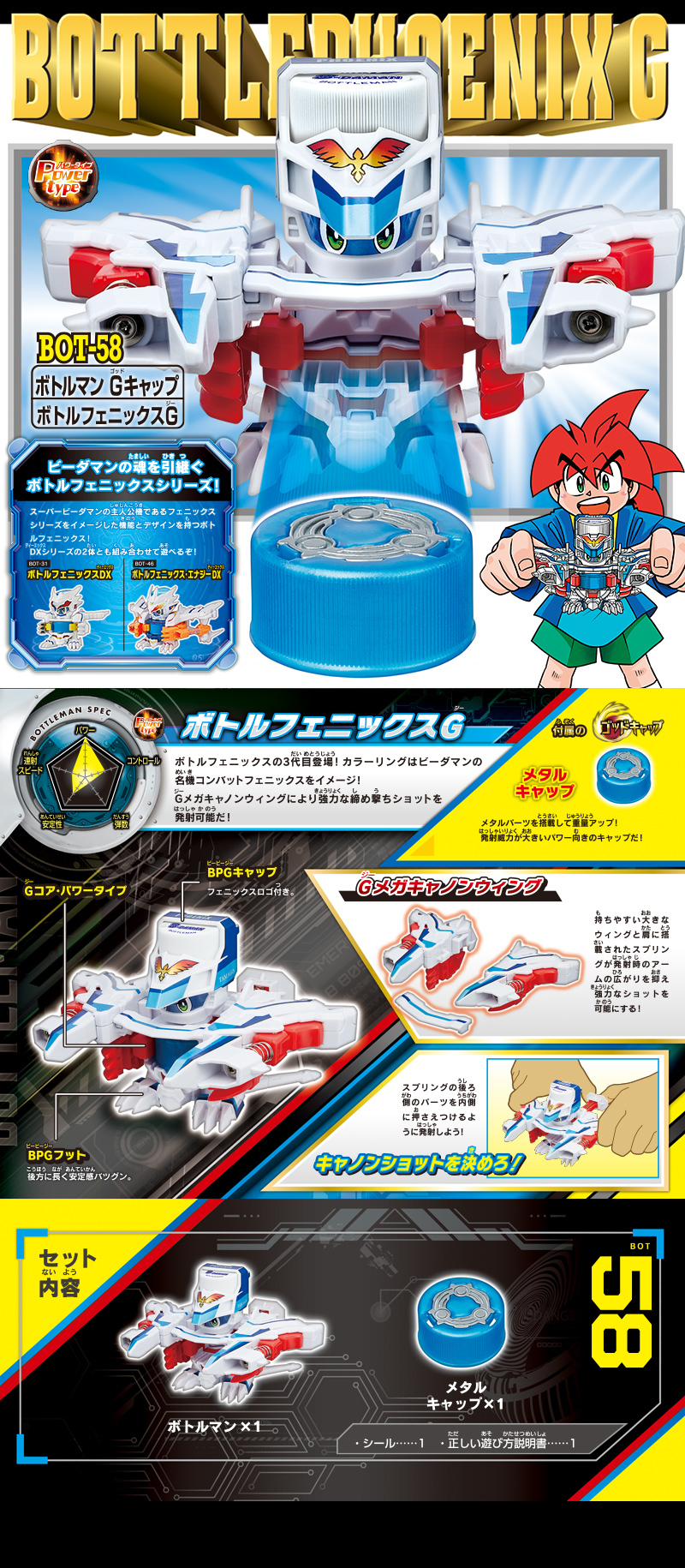激鬥瓶蓋人「BOT-58 瓶蓋鳳凰號G」(ボトルフェニックスG)童年回憶「超無敵鳳凰號」以全新姿態再度復活!