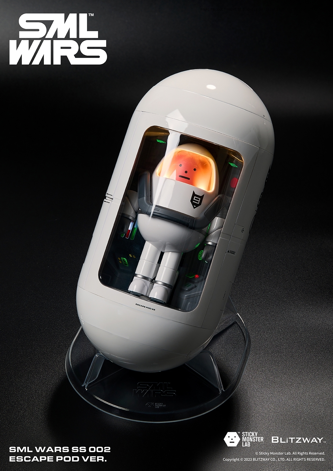 黏黏怪物研究所 × Blitzway「SML WARS 002 逃生艙 (Escape Pod) 」簡約線條美感結合精密機械構造！