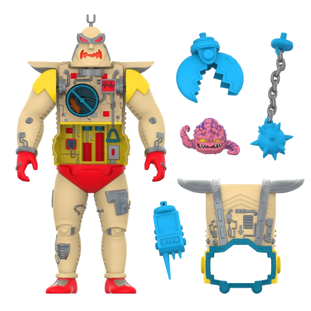 SUPER7《忍者龜》超級生化人「克朗」（Krang）11 吋可動人偶 拆卸胸甲展現內部精密機構！