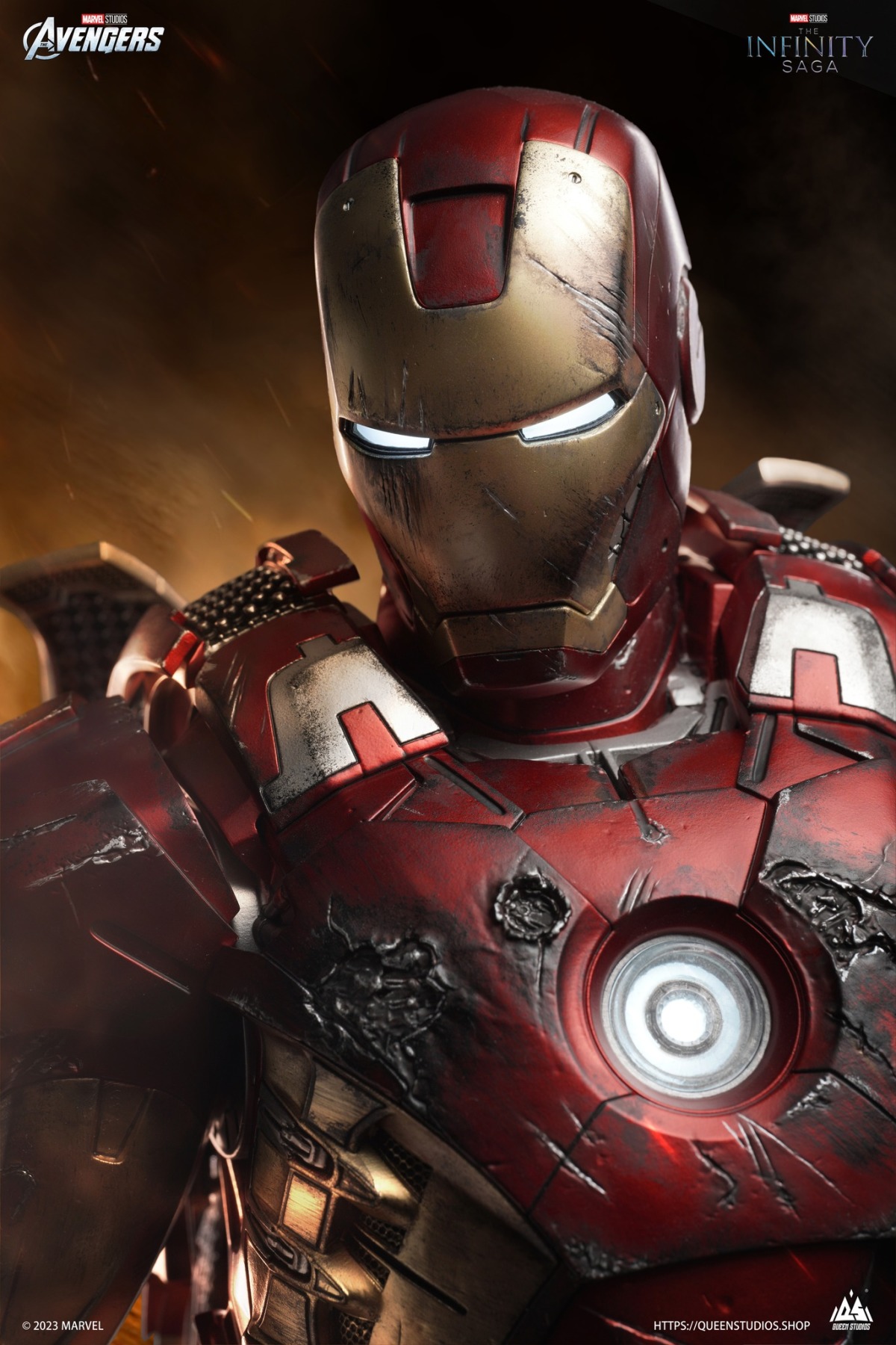 Queen Studios《復仇者聯盟》鋼鐵人馬克7（Iron Man Mark VII）1/3 比例全身雕像 一般、戰損兩種版本同步登場！