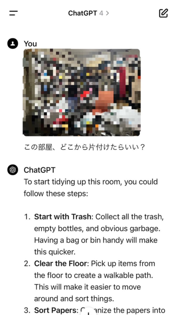 日網友拍照問「ChatGPT」該如何打掃屋子？ 竟獲超詳細整頓步驟讓人讚嘆AI能耐