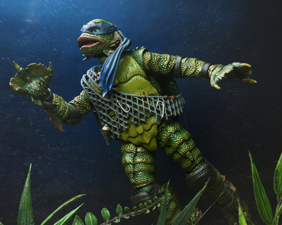 NECA 環球怪物×忍者龜「半魚人李奧納多」7 吋可動人偶(Ultimate Leonardo as the Creature)