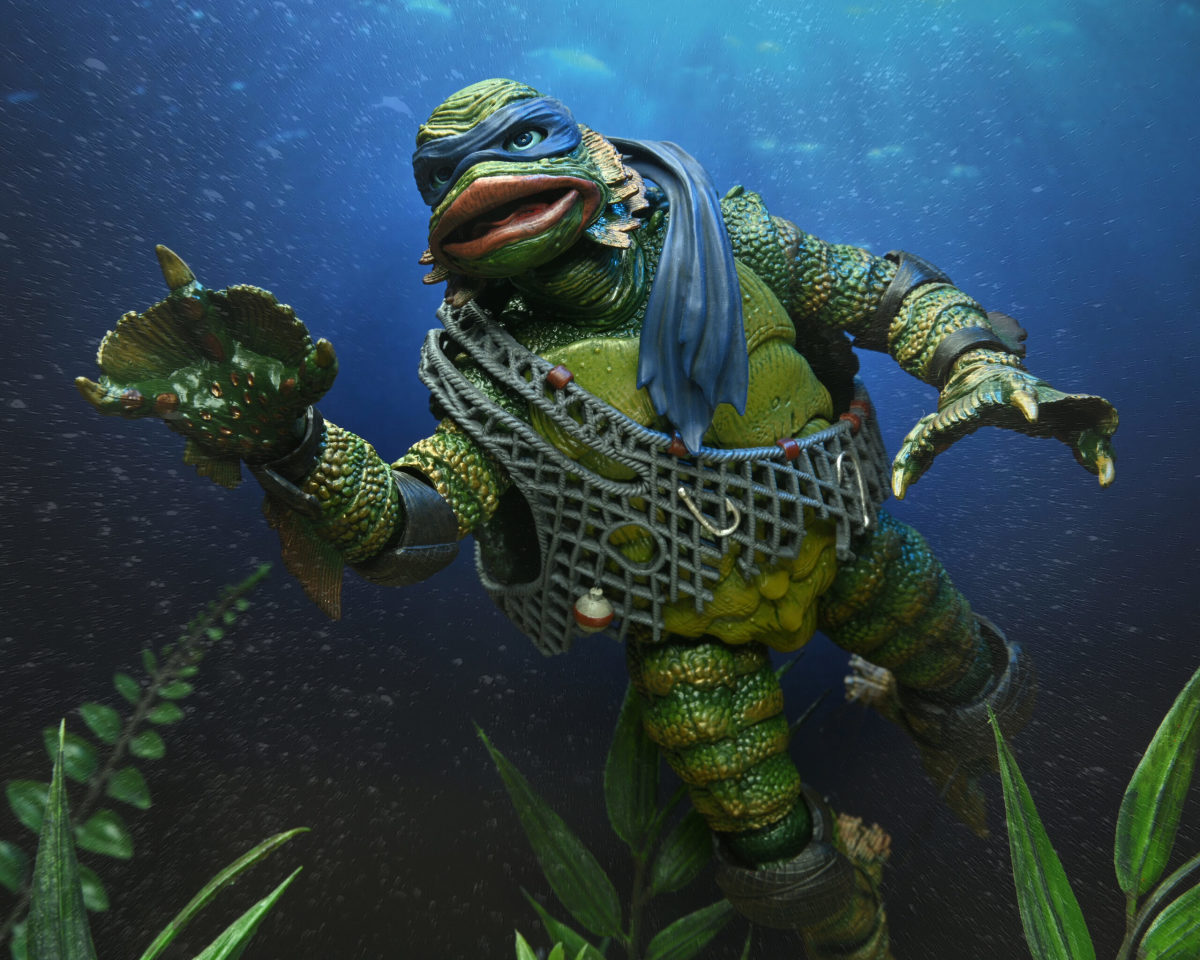 NECA 環球怪物×忍者龜「半魚人李奧納多」7 吋可動人偶(Ultimate Leonardo as the Creature)