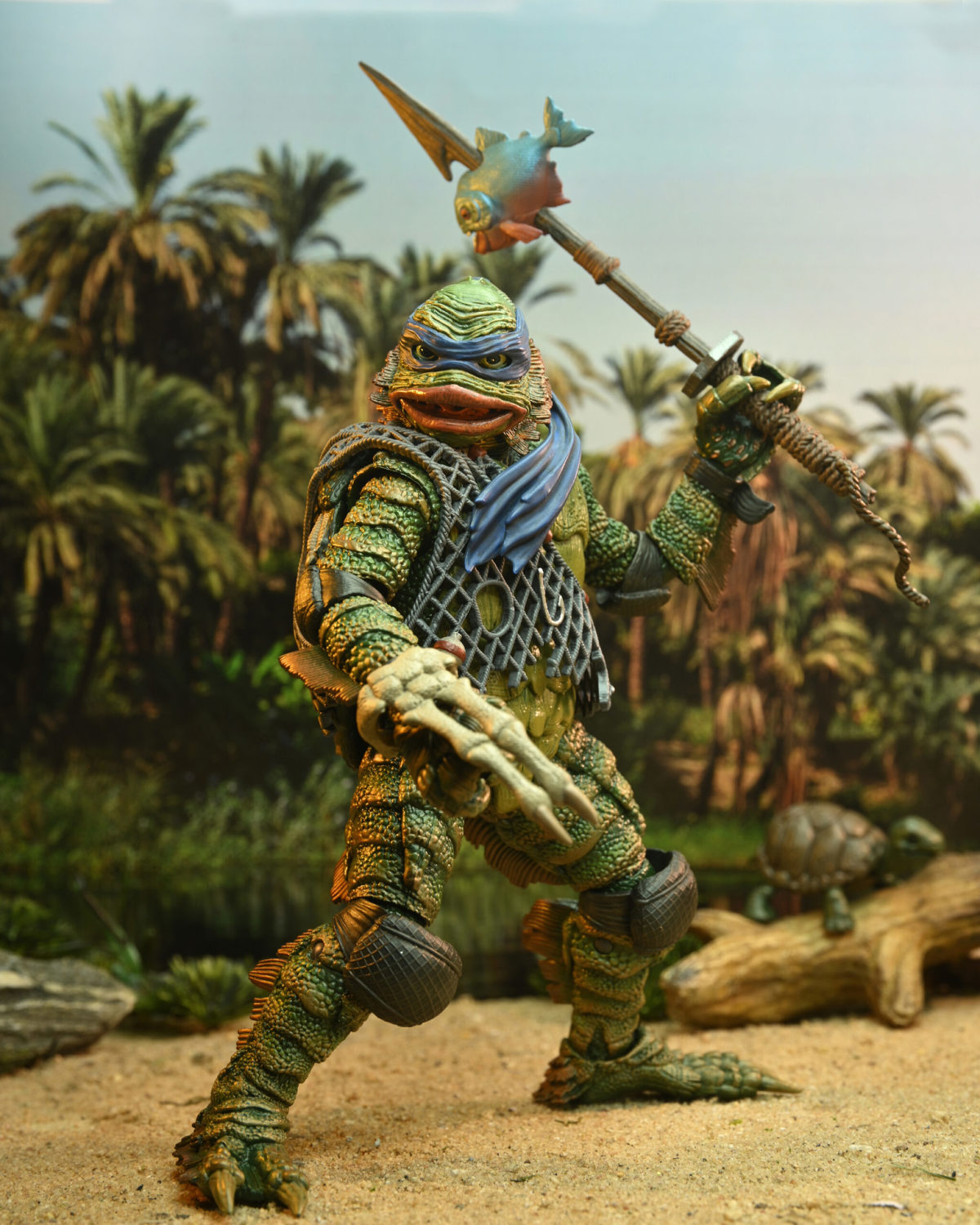 NECA 環球怪物×忍者龜「半魚人李奧納多」7 吋可動人偶(Ultimate Leonardo as the Creature)