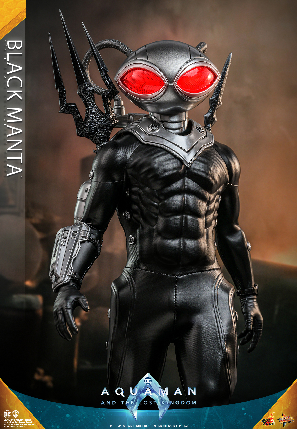 Hot Toys《水行俠 失落王國》黑蝠鱝(Black Manta)1/6 比例收藏級人偶 未來感戰衣&古老黑暗神器並存!