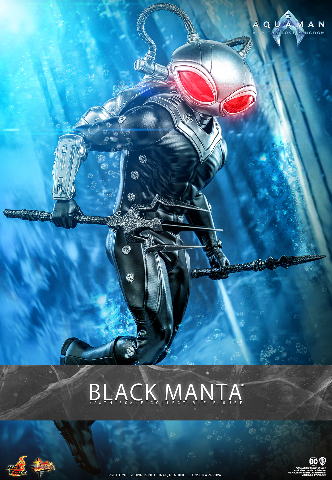 Hot Toys《水行俠 失落王國》黑蝠鱝(Black Manta)1/6 比例收藏級人偶 未來感戰衣&古老黑暗神器並存!