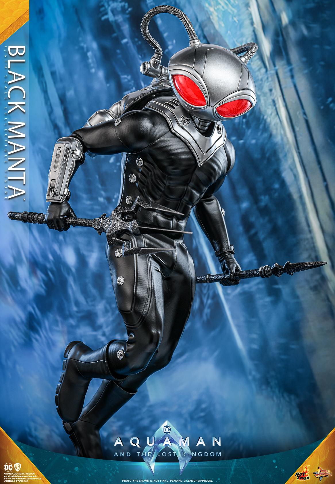 Hot Toys《水行俠 失落王國》黑蝠鱝(Black Manta)1/6 比例收藏級人偶 未來感戰衣&古老黑暗神器並存!