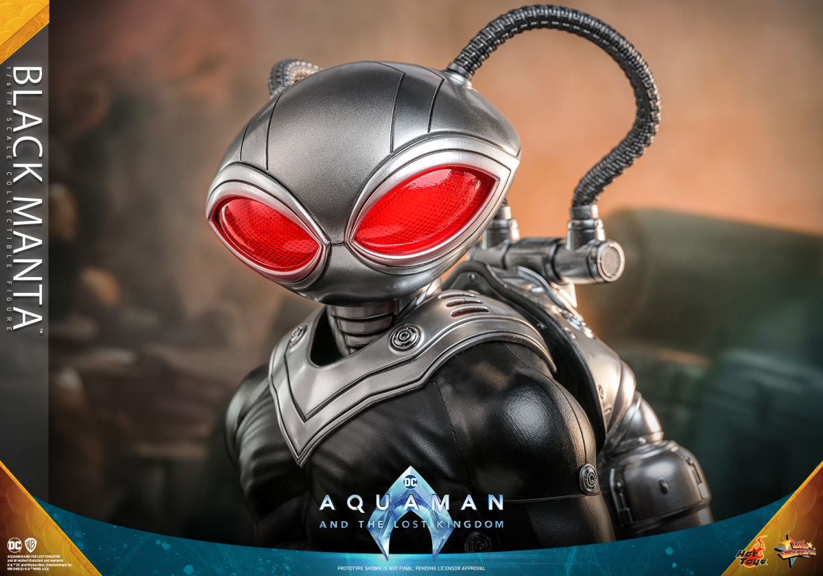 Hot Toys《水行俠 失落王國》黑蝠鱝(Black Manta)1/6 比例收藏級人偶 未來感戰衣&古老黑暗神器並存!