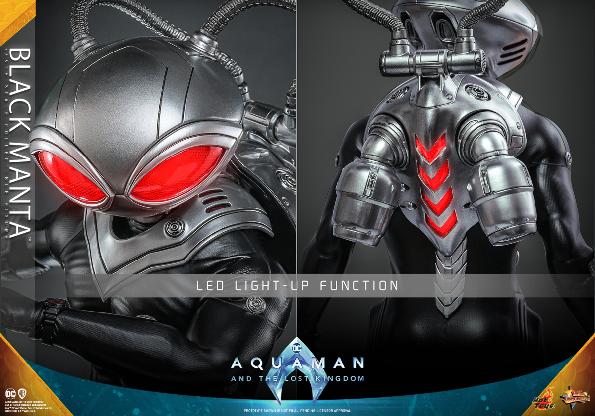 Hot Toys《水行俠 失落王國》黑蝠鱝(Black Manta)1/6 比例收藏級人偶 未來感戰衣&古老黑暗神器並存!