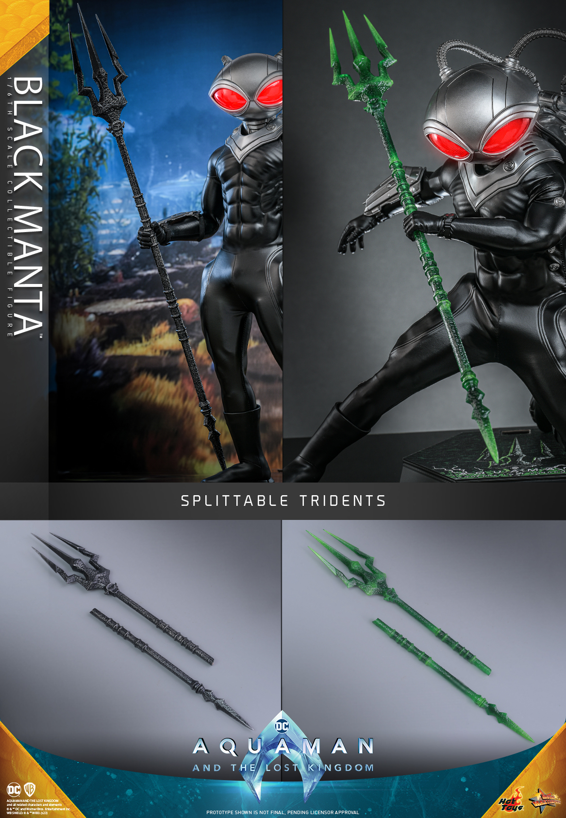 Hot Toys《水行俠 失落王國》黑蝠鱝(Black Manta)1/6 比例收藏級人偶 未來感戰衣&古老黑暗神器並存!
