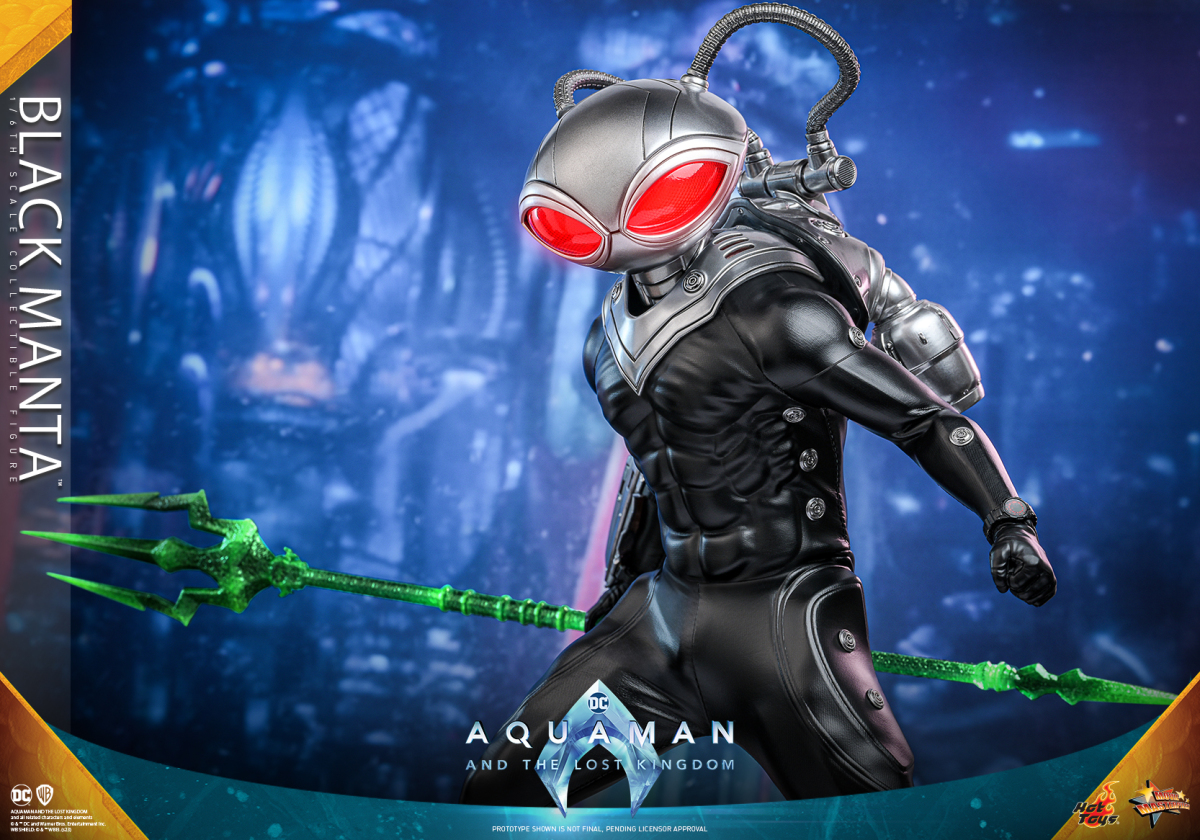 Hot Toys《水行俠 失落王國》黑蝠鱝(Black Manta)1/6 比例收藏級人偶 未來感戰衣&古老黑暗神器並存!