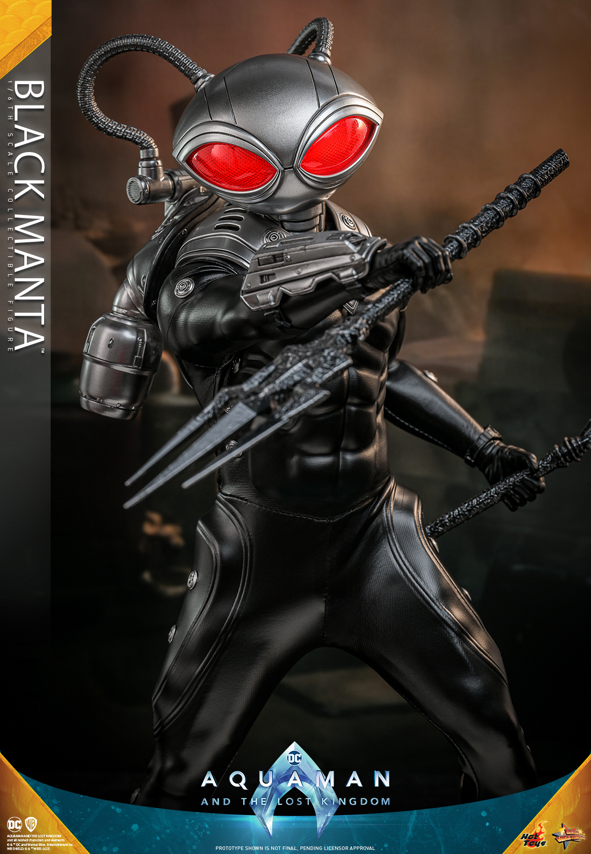 Hot Toys《水行俠 失落王國》黑蝠鱝(Black Manta)1/6 比例收藏級人偶 未來感戰衣&古老黑暗神器並存!