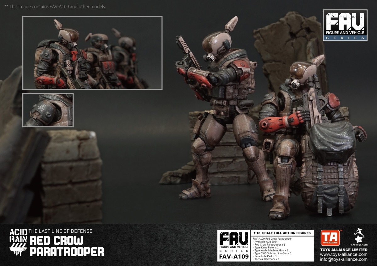 TOYS ALLIANCE《酸雨戰爭》赤鴉傘兵 1/18 比例可動人偶 降落傘包＆戰術背包掛載散發迷人重裝感！