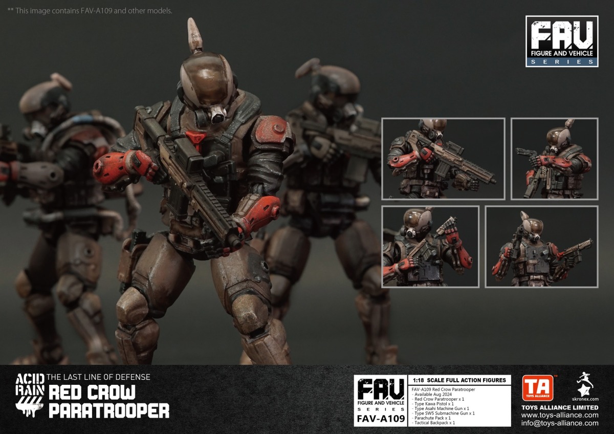 TOYS ALLIANCE《酸雨戰爭》赤鴉傘兵 1/18 比例可動人偶 降落傘包＆戰術背包掛載散發迷人重裝感！
