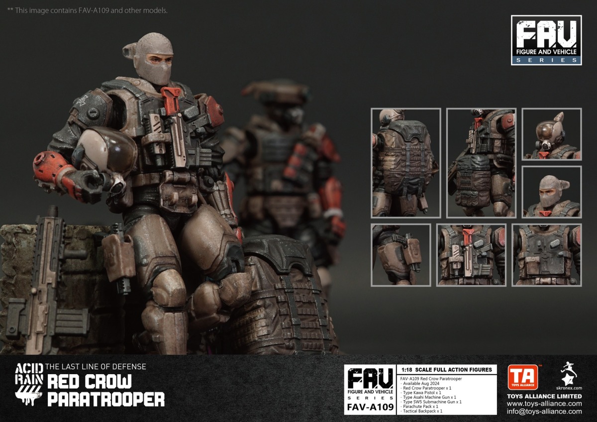 TOYS ALLIANCE《酸雨戰爭》赤鴉傘兵 1/18 比例可動人偶 降落傘包＆戰術背包掛載散發迷人重裝感！
