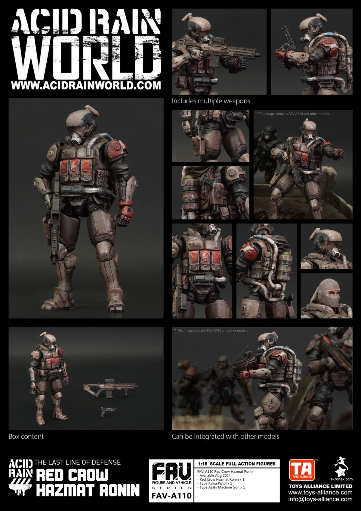 TOYS ALLIANCE《酸雨戰爭》赤鴉防化浪人 1/18 比例可動人偶 解決生化、輻射武器危機的專門部隊!