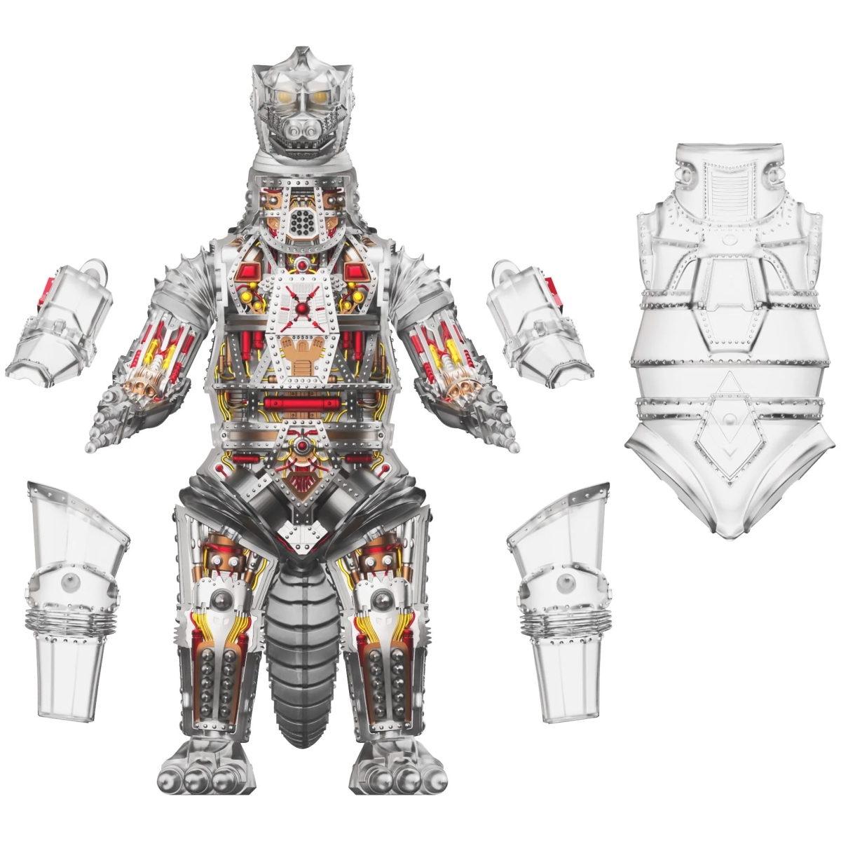 SUPER7 Super Cyborg「機械哥吉拉 (透明) 」可動玩具 一窺色彩鮮豔的機械內構!