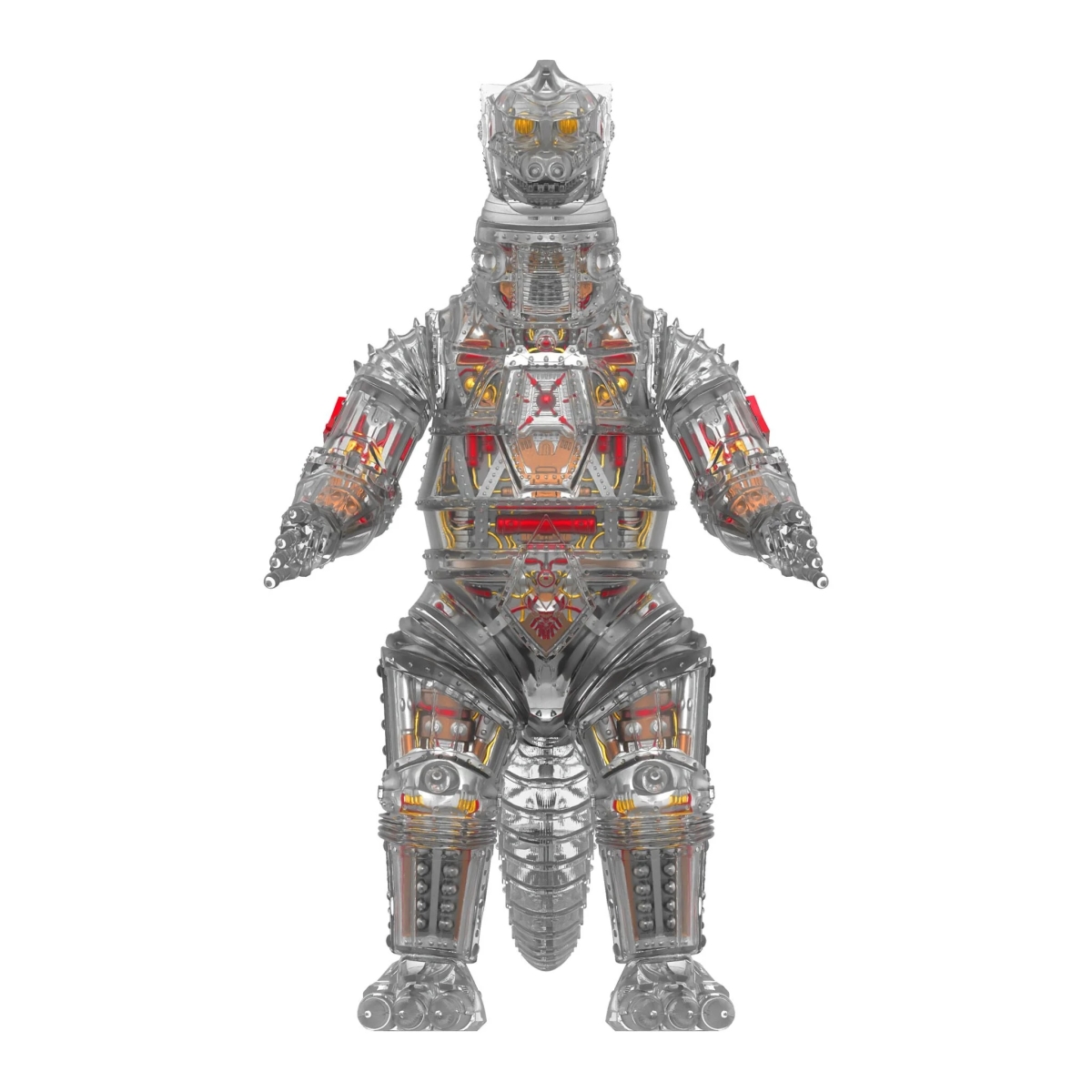 SUPER7 Super Cyborg「機械哥吉拉 (透明) 」可動玩具 一窺色彩鮮豔的機械內構!