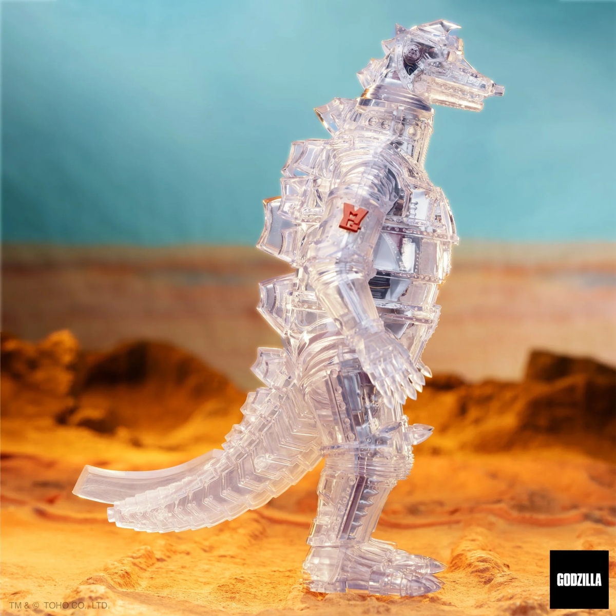 SUPER7 Super Cyborg「機械哥吉拉 (透明) 」可動玩具 一窺色彩鮮豔的機械內構!