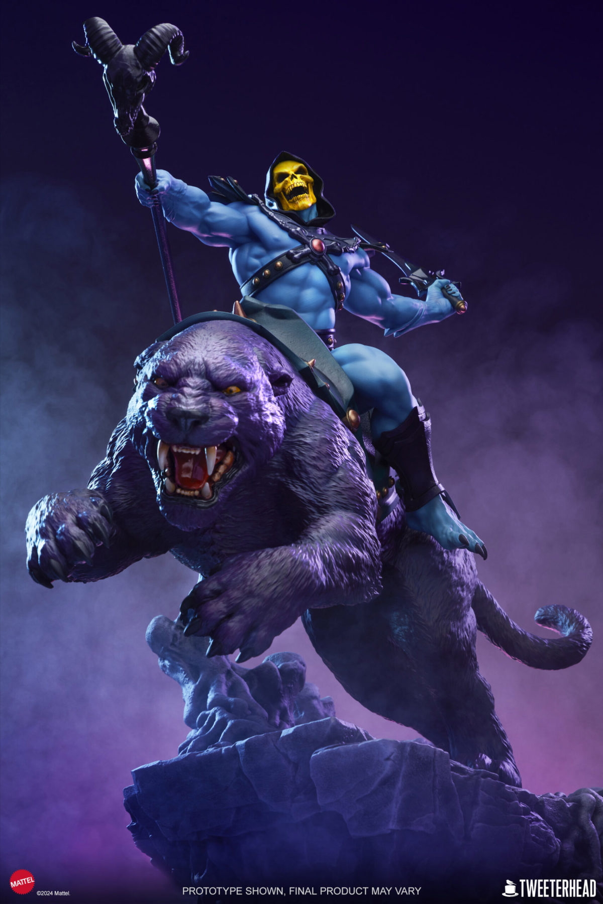 Tweeterhead《太空超人》骷髏王與紫豹（Skeletor & Panthor）經典豪華版 1/6 比例全身雕像