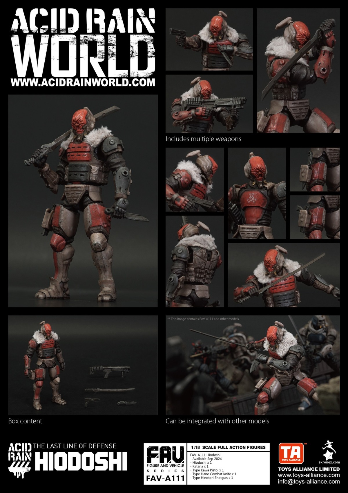 TOYS ALLIANCE《酸雨戰爭》赤鬼武士 1/18 比例可動人偶 令人心生畏懼的紅色面罩！