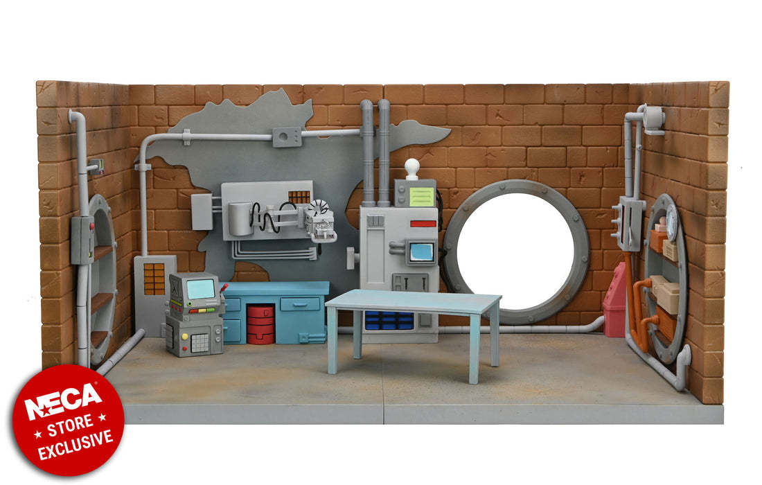 NECA 商店限定『忍者龜(卡通版)多納太羅的實驗室 7 吋場景組』重返下水道的實驗室場景!
