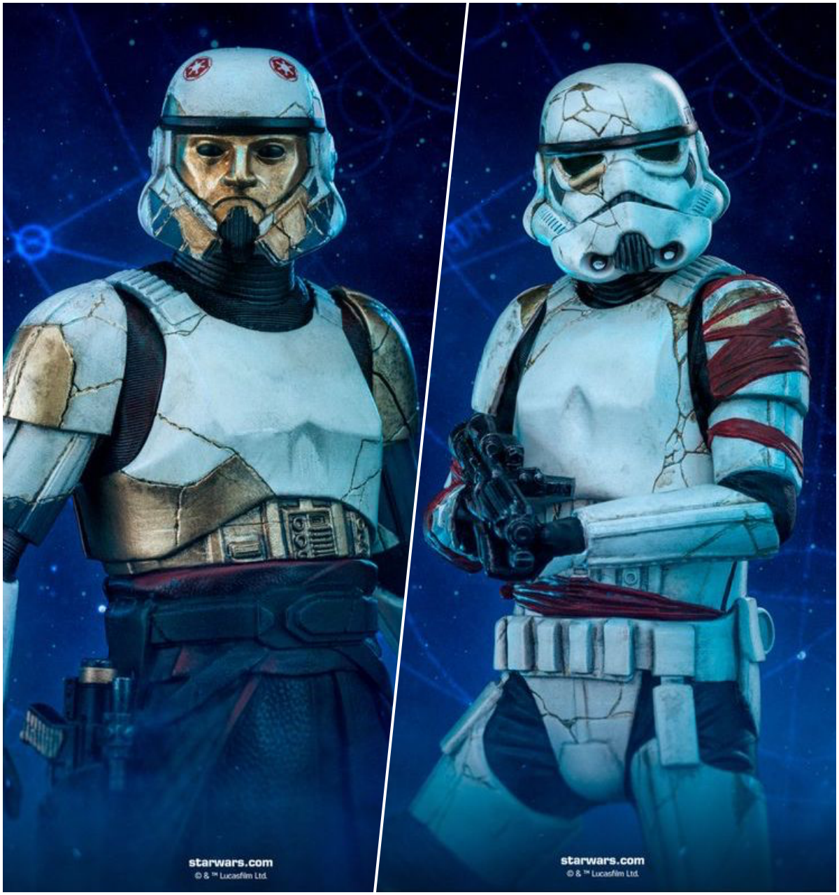 Iron Studios『星際大戰《亞蘇卡》伊納隊長/暗夜風暴兵』1/10 比例收藏雕像,還原劇中金繼修補裝甲造型!