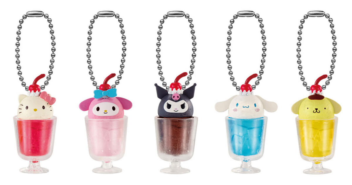 GASHAPON『SANRIO CAFE 微型吊飾』轉蛋，與三麗鷗主題咖啡廳聯名的漂浮汽水造型吊飾登場！