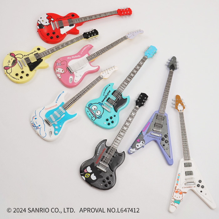 F-toys 食玩『三麗鷗明星 ROCKMONO』1/12 比例模型,收錄多款式的三麗鷗角色造型吉他!