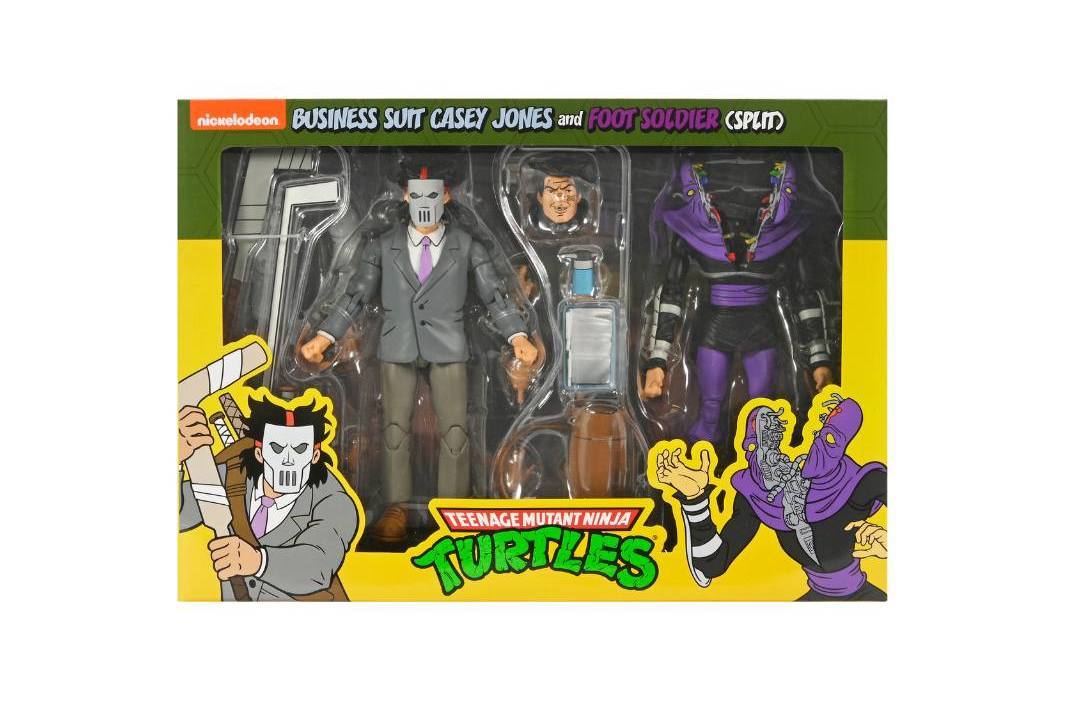 NECA『《忍者龜》卡通版 商務西裝凱西·瓊斯與被劈開的腳族士兵』7 吋可動人偶雙人組合包
