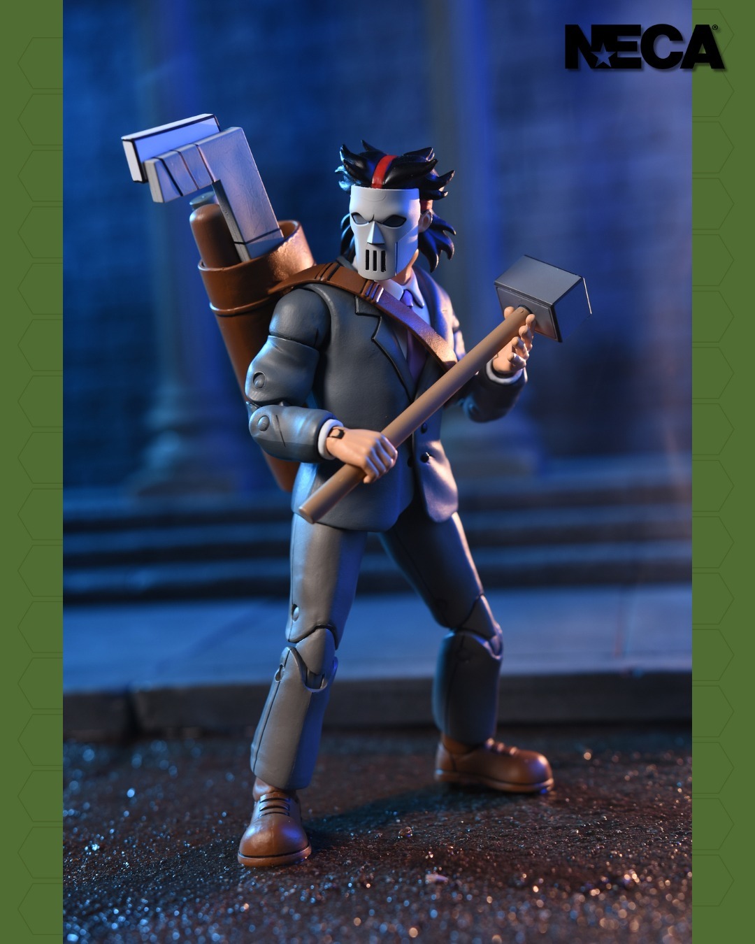 NECA『《忍者龜》卡通版 商務西裝凱西·瓊斯與被劈開的腳族士兵』7 吋可動人偶雙人組合包
